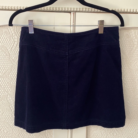 Navy Blue corduroy mini skirt with zipper in front - Picture 2 of 2